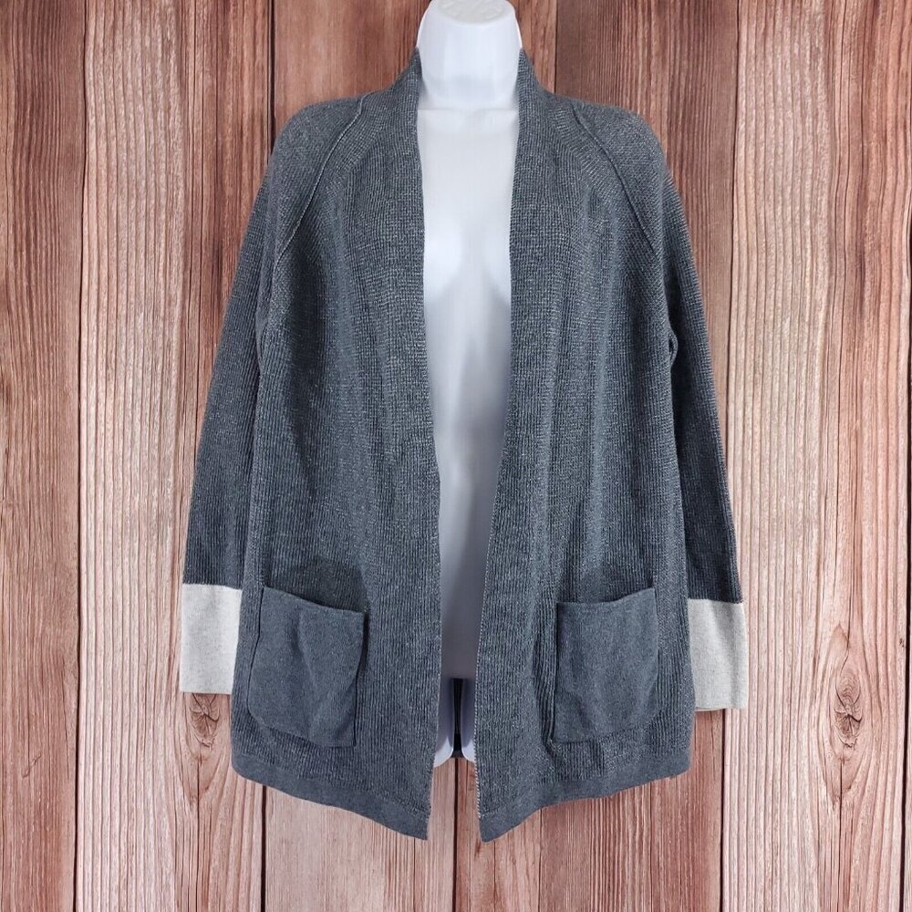 Kinross Cashmere Womens Size Small Gray Open Front Knit Sweater Cardigan